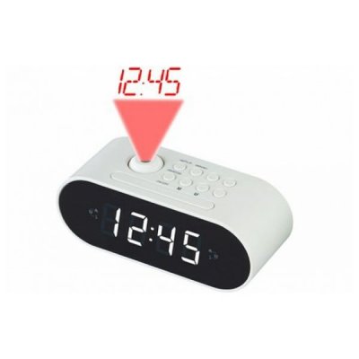Radio Alarm Clock with LCD Projector Denver Electronics CRP-717 LED White Black