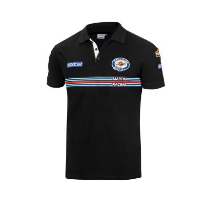 Men’s Short Sleeve Polo Shirt Sparco Martini Racing Black Size S
