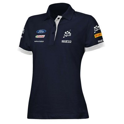 Short Sleeve Polo Shirt Sparco S013007MSBM2M Navy Blue Lady M