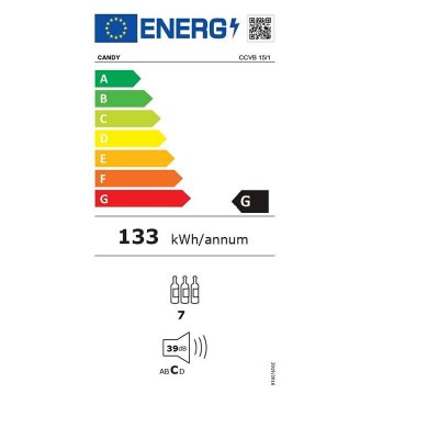 Candy Vinhylle CCVB 15/1 Svart Transparent Rustfritt stål