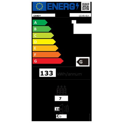 Candy Vinhylle CCVB 15/1 Svart Transparent Rustfritt stål