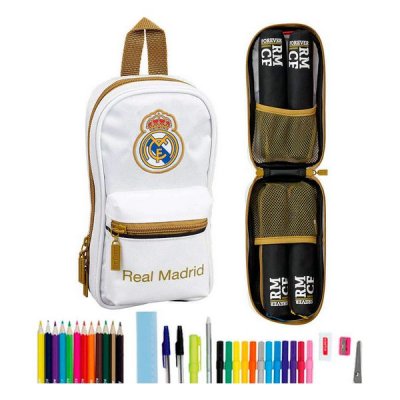 Backpack Pencil Case Real Madrid C.F. 19/20 White Black (33 Pieces)