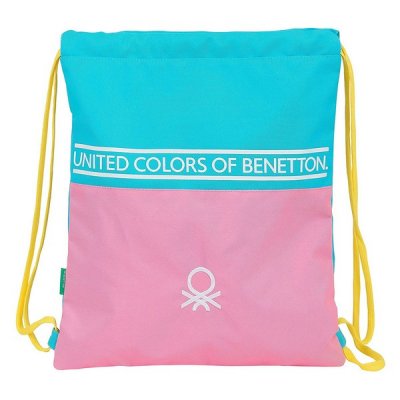 Backpack with Strings Benetton M196 Pink Turquoise Yellow