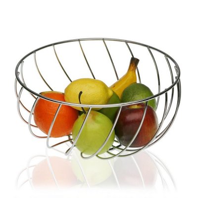 Fruit Bowl Metal Chromed (28 x 14 x 28 cm)