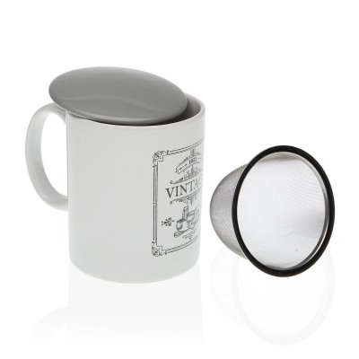 Cup with Tea Filter Versa Adele Porcelain (12 x 8 x 10 cm)