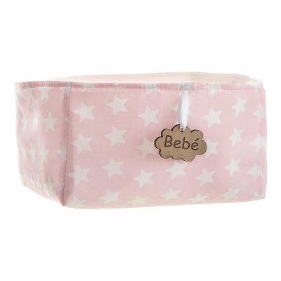 BigBuy Kids Kurv rosa Stjerner 18 x 14 10, 5 cm Polyester