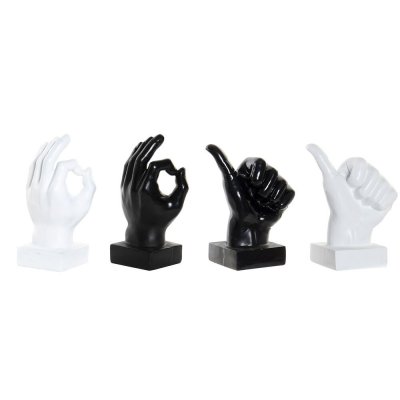 Decorative Figure DKD Home Decor White Black Multicolour Hand 14 x 9 x 21 cm (4 Units)