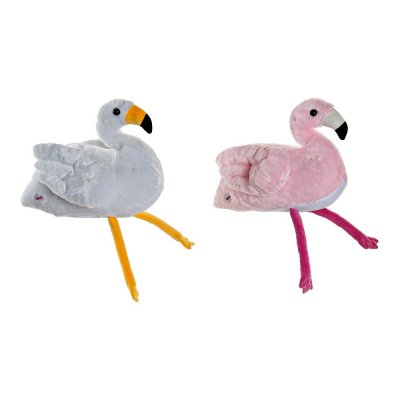 Fluffy toy DKD Home Decor White Pink Children's Pink flamingo 34 x 25 x 27 cm (2 Units)