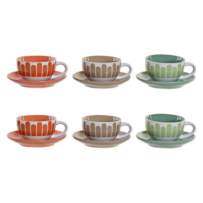 Piece Coffee Cup Set DKD Home Decor 8424001737093 Metal Green Stoneware 160 ml
