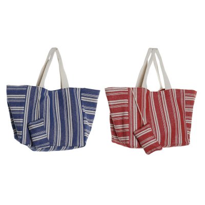 Bag DKD Home Decor Purse Stripes Polyester Cotton (39 x 26 x 34 cm) (2 pcs)