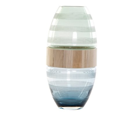 Vase DKD Home Decor Blue Mint Wood Crystal Modern (18 x 18 x 36 cm)
