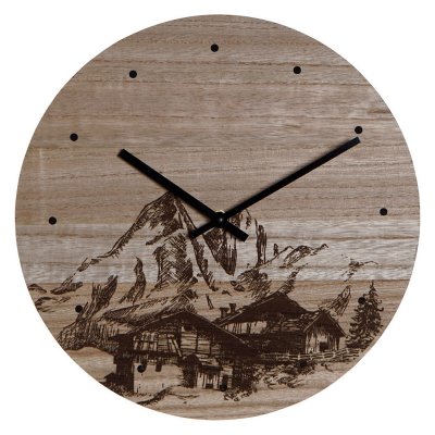 Wall Clock DKD Home Decor 8424001759712 Black Wood MDF Wood Moutain 30 x 30 x 1,5 cm