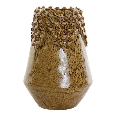 Vase DKD Home Decor Stoneware Ocre (21 x 21 x 29.5 cm)