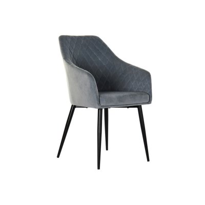 Dining Chair DKD Home Decor Black Metal Polyester Sky blue (56 x 60 x 90 cm)