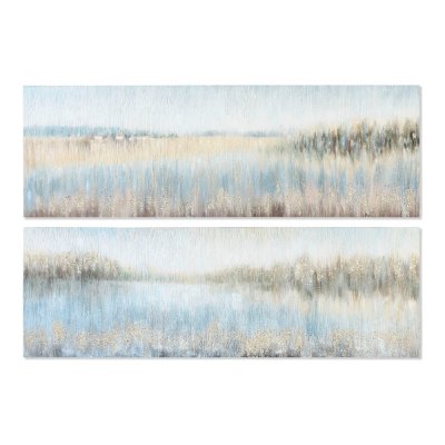 Painting DKD Home Decor Lake 150 x 3,8 x 50 cm Abstract Cottage (2 Units)
