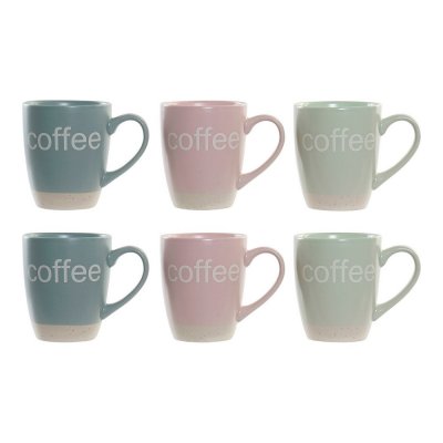 DKD Home Decor Krus DKD Home Decor Flerfarget Blå rosa Gummitre Grønn Steintøy 160 ml (3 enheter) (7 pcs)