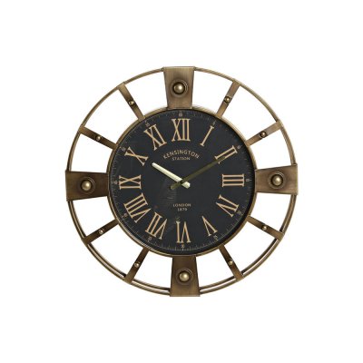 Wall Clock DKD Home Decor Black Iron Golden (60 x 8 x 60 cm)