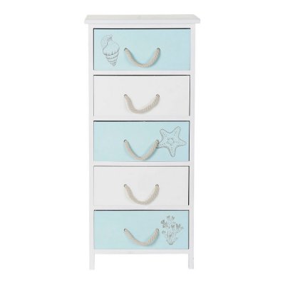 Chest of drawers DKD Home Decor White Sky blue Paolownia wood Mediterranean (40 x 29 x 91 cm)