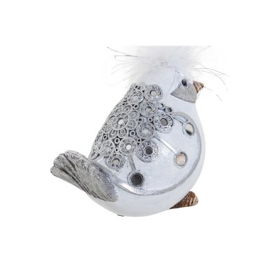 Decorative Figure DKD Home Decor White Silver Resin Bird Romantic 15 x 9 x 12 cm