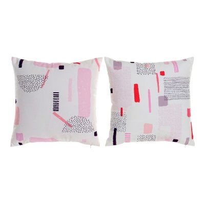 Cushion DKD Home Decor 8424001819058 Pink Polyester Aluminium White (45 x 10 x 45 cm) (2 Units)