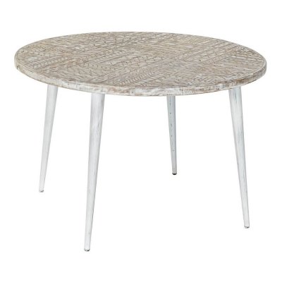 Side table DKD Home Decor 8424001820115 75 x 75 x 50 cm Golden Metal White Mango wood (75 x 75 x 50 cm)