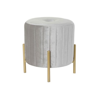 Footrest DKD Home Decor Grey Golden Metal Natural rubber Velvet 44 x 44 x 46 cm