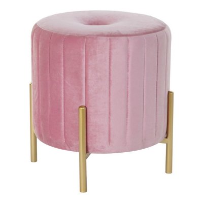 Footrest DKD Home Decor 8424001829828 44 x 44 x 46 cm Pink Golden Metal Velvet