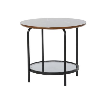 Side table DKD Home Decor Black Wood Crystal Iron (50 x 50 x 45 cm)