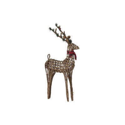 Christmas bauble DKD Home Decor Reindeer Brown Jute wicker Plastic 53 x 19 x 90 cm