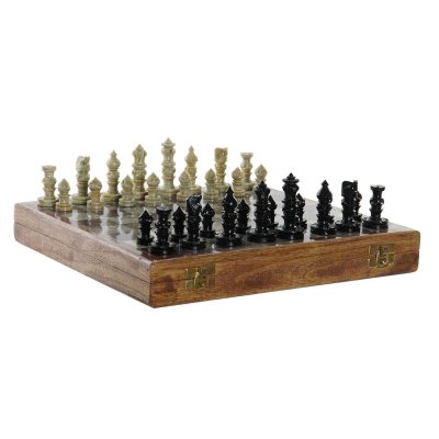 Chess DKD Home Decor White Brown Black Wood Stone 30 x 30,5 x 4,5 cm