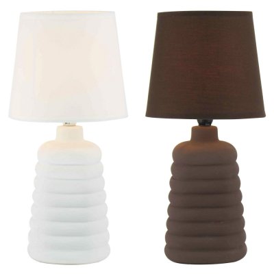 Desk lamp DKD Home Decor White Brown Polyester Stoneware (2 pcs) (18 x 18 x 37 cm)