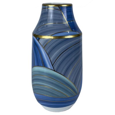 Vase DKD Home Decor Porcelain Blue Modern (15 x 15 x 30 cm)
