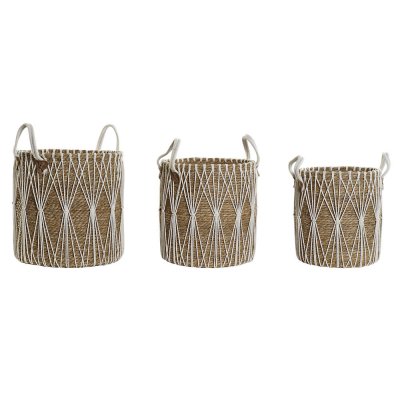 Basket set DKD Home Decor Cotton Fibre Boho (3 pcs)