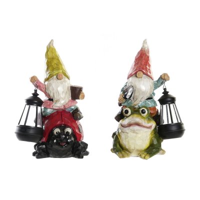 Garden gnomes DKD Home Decor Red Green Resin (20 x 17,8 x 32 cm) (2 Units)