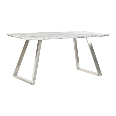 Dining Table DKD Home Decor Steel White 160 x 90 x 76 cm MDF Wood