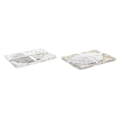 Duk og servietter DKD Home Decor 9 Deler 2 enheter 150 x 250 x 0,5 cm Beige Rosa Hvit Grønn Lysebrun