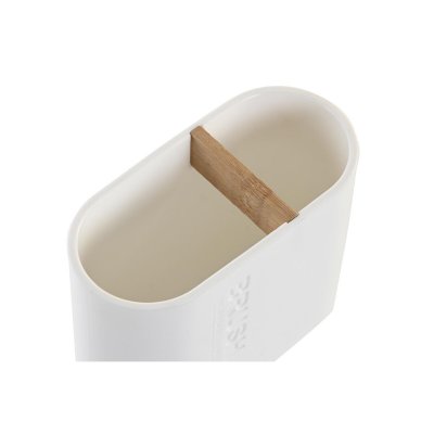 DKD Home Decor Tannbørste-holder Hvit Naturell Bambus polypropylen 11, 5 x 5, 10, cm (12 enheter) Keramikk
