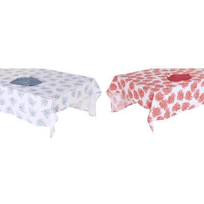 Duk og servietter DKD Home Decor 150 x 150 x 0,5 cm Blå Fuksia (2 enheter)