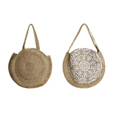 Håndveske for Kvinner DKD Home Decor Svart Beige Naturell 36 x 12 x 36 cm (2 enheter)