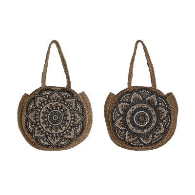 Håndveske for Kvinner DKD Home Decor Blå Svart Naturell 36 x 12 x 36 cm (2 enheter)