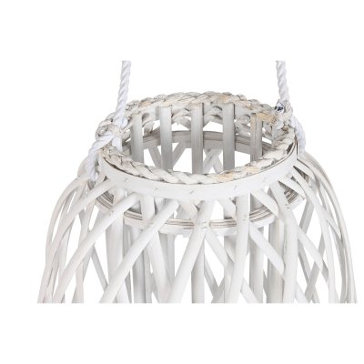 Home ESPRIT Lysholder Hvit flettet Krystall 34 x 80 cm Glass