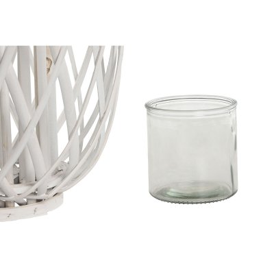 Home ESPRIT Lysholder Hvit flettet Krystall 34 x 80 cm Glass