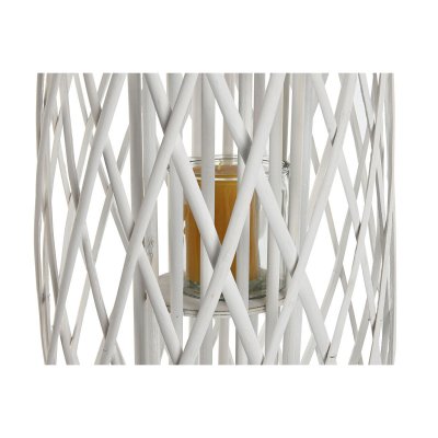 Home ESPRIT Lysholder Hvit flettet Krystall 34 x 80 cm Glass