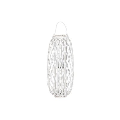 Home ESPRIT Lysholder Hvit flettet Krystall 34 x 80 cm Glass
