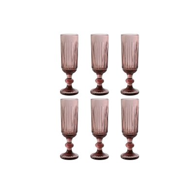 Home ESPRIT Koppesett rosa Krystall 6 x 18, 4 cm (6 enheter) Glass