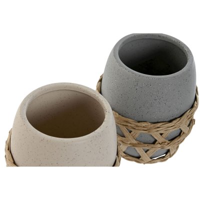 Home ESPRIT Tannbørste-holder Grå Krem Dolomite 9 x 10, 5 cm (2 enheter)
