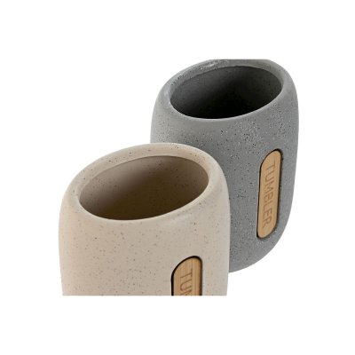Home ESPRIT Tannbørste-holder Grå Krem Dolomite 8, 5 x 7 11 cm (2 enheter)