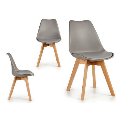 Dining Chair Grey Light brown Wood Plastic (48 x 43 x 82 cm)
