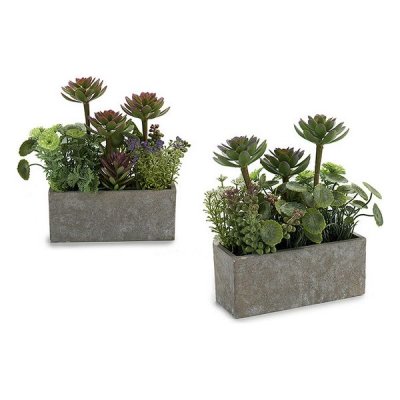 Decorative Plant Planter 20 x 22 x 10 cm Grey Green Plastic