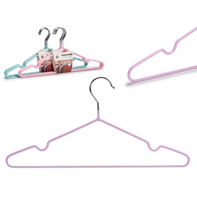 Set of Clothes Hangers Blue Pink Lilac Steel Plastic
